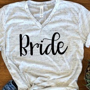 New Bride Shirt Bride To Be Just Married S Small Bella Unisex V Neck T-Shirt